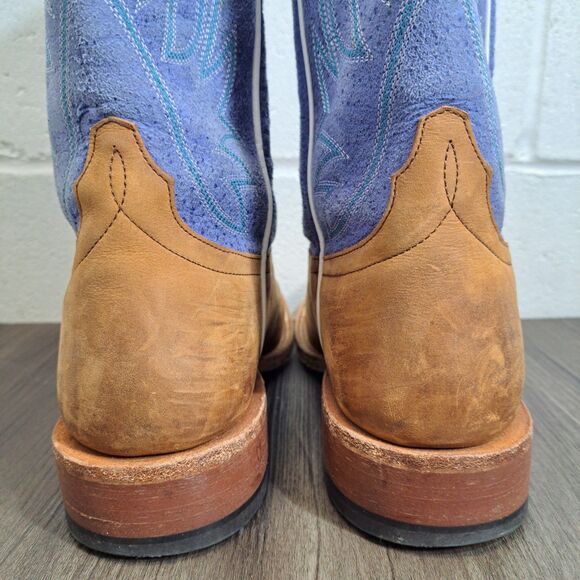 Hp Square Toe Western Boots. Women Brown & Blue Leather Cowboys Boot Size 8.5 D - Picture 7 of 10